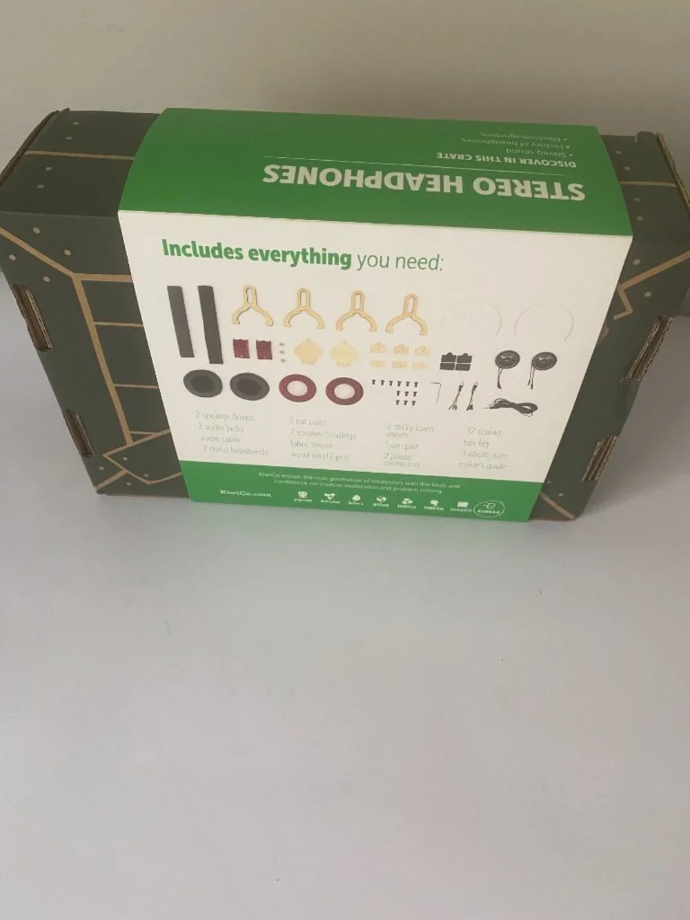 KiwiCo Stereo Headphones Eureka Crate build kit. Recommended ages 14+.